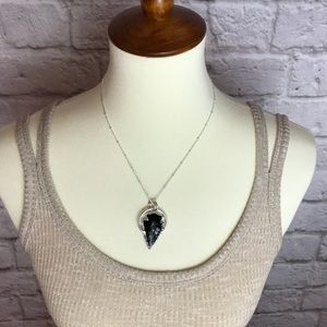 Black Obsidian & Silver Arrowhead Necklace